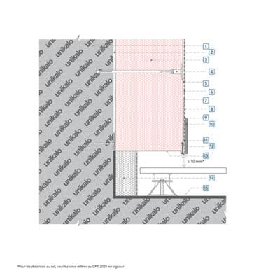 Coupe technique : Départ sur terrasse avec dalles sur plots