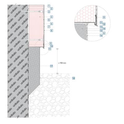 Coupe technique : Départ en paroi semi enterrée avec décroché V2