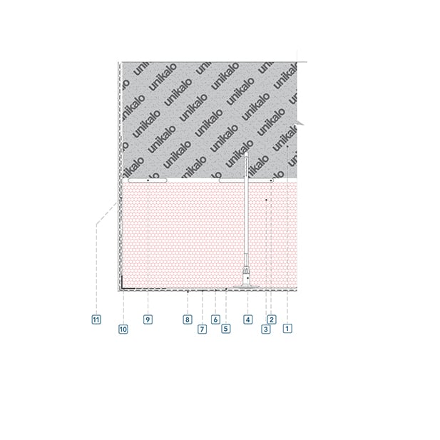 Coupe technique : Arrêt latéral avec cornière d'angle PVC