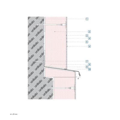 Coupe technique : Raccord sur façade avec un décroché