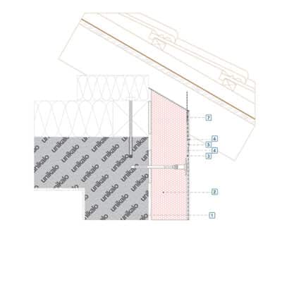 Coupe technique : Raccord d'une ITE en sous toiture avec ventilation