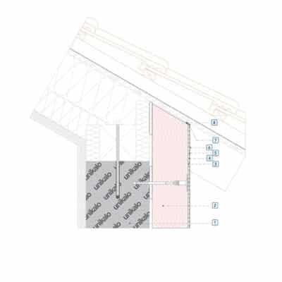 Coupe technique : Raccord d'une ITE en sous toiture sans ventilation