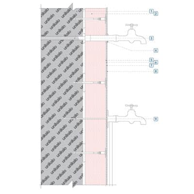 Coupe technique : Fixation Robinet exterieur