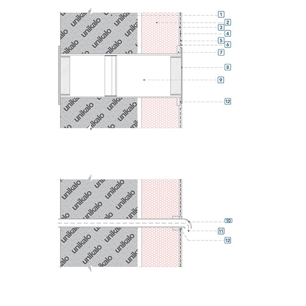 Coupe technique : Déport d'élément de façade