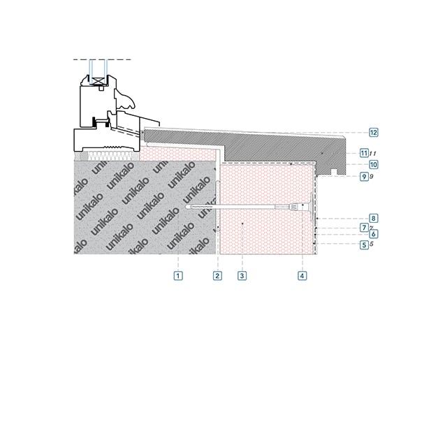 Coupe technique : Pose d'un appui de fenêtre isolé en applique intérieure tunnel