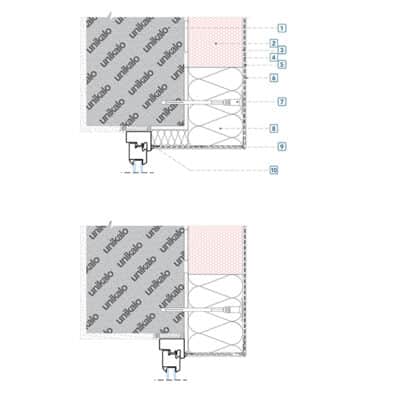 Coupe technique : Fixations des protections des baies par entourage des menuiseries
