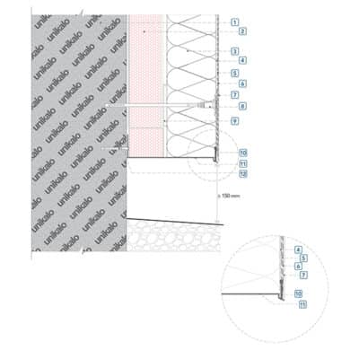 Coupe technique : Départ en sur-isolation avec découpe de l'existant